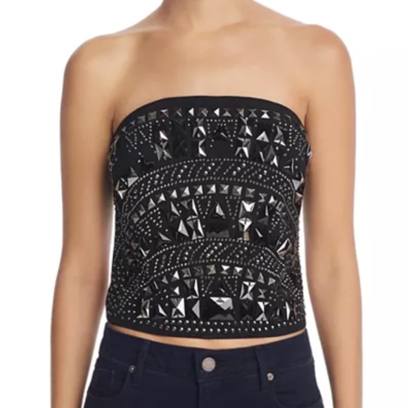 Ramy Brook Black Studded Crop Top - Picture 1 of 6
